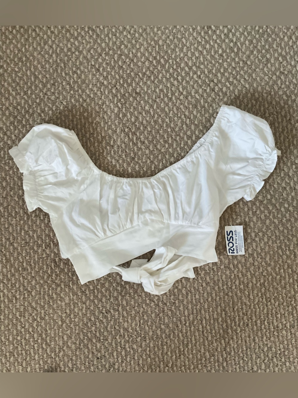 White Halter Crop Top with Tie Back - Picture 2 of 3